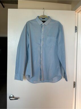 J. Crew Light Blue Micro-Check Button-Up Dress Shirt